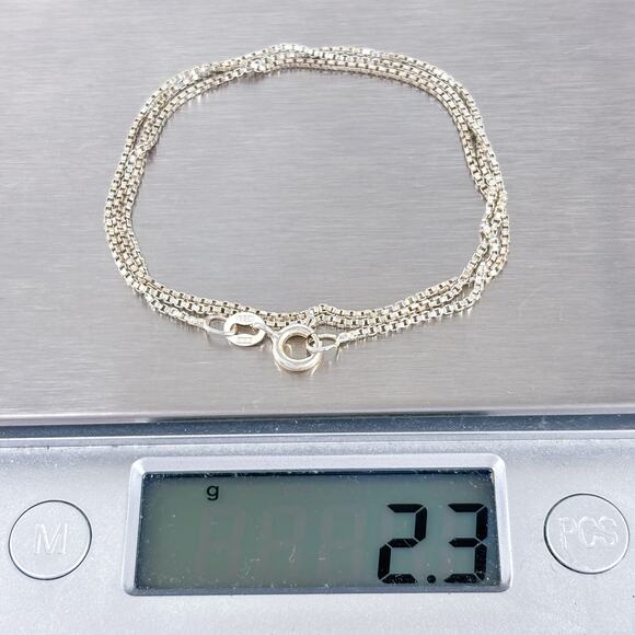 Vintage Sterling Silver 925 Italian Box Chain Necklace 17” - Picture 3 of 3